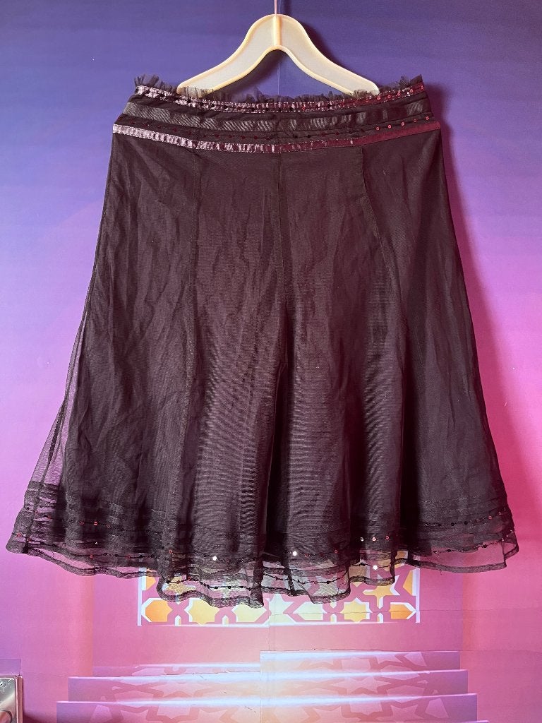 Mooi bruin rokje met kant en sierlijstje maat S nu 14,99€, Bruin, Ophalen of Verzenden, Zo goed als nieuw, Vintage