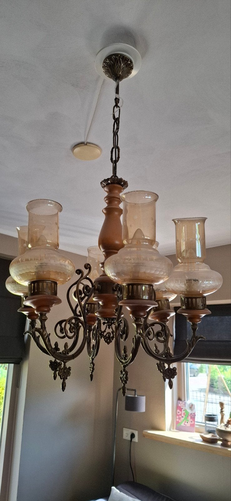 Antieke hanglamp, Huis en Inrichting, Ophalen, Zo goed als nieuw