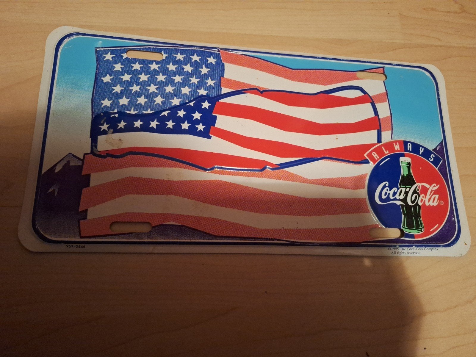 Vintage Coca-Cola Reclamebord - USA Vlag Design, Ophalen, Gebruikt, Reclamebord