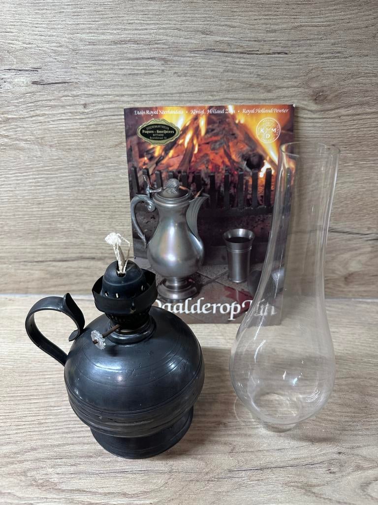 Antieke Tinnen Petroleumlamp – KMD Daalderop – Vintage, Ophalen of Verzenden