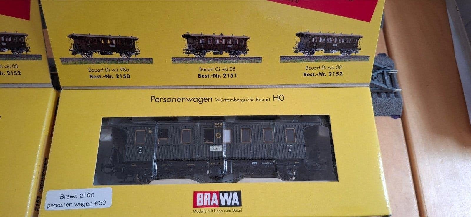 Brawa set 2150-2153 personenwagens (4 stuks), Hobby en Vrije tijd, Modeltreinen | H0, Overige merken, Gebruikt, Gelijkstroom of Wisselstroom