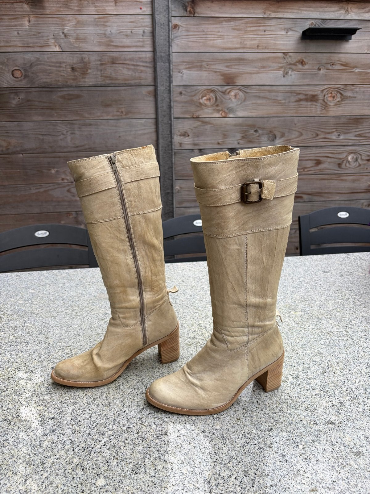 Gavos Gomma Leren Laarzen Maat 38 - Beige, Kleding | Dames, Hoge laarzen, Beige, Ophalen of Verzenden, Zo goed als nieuw
