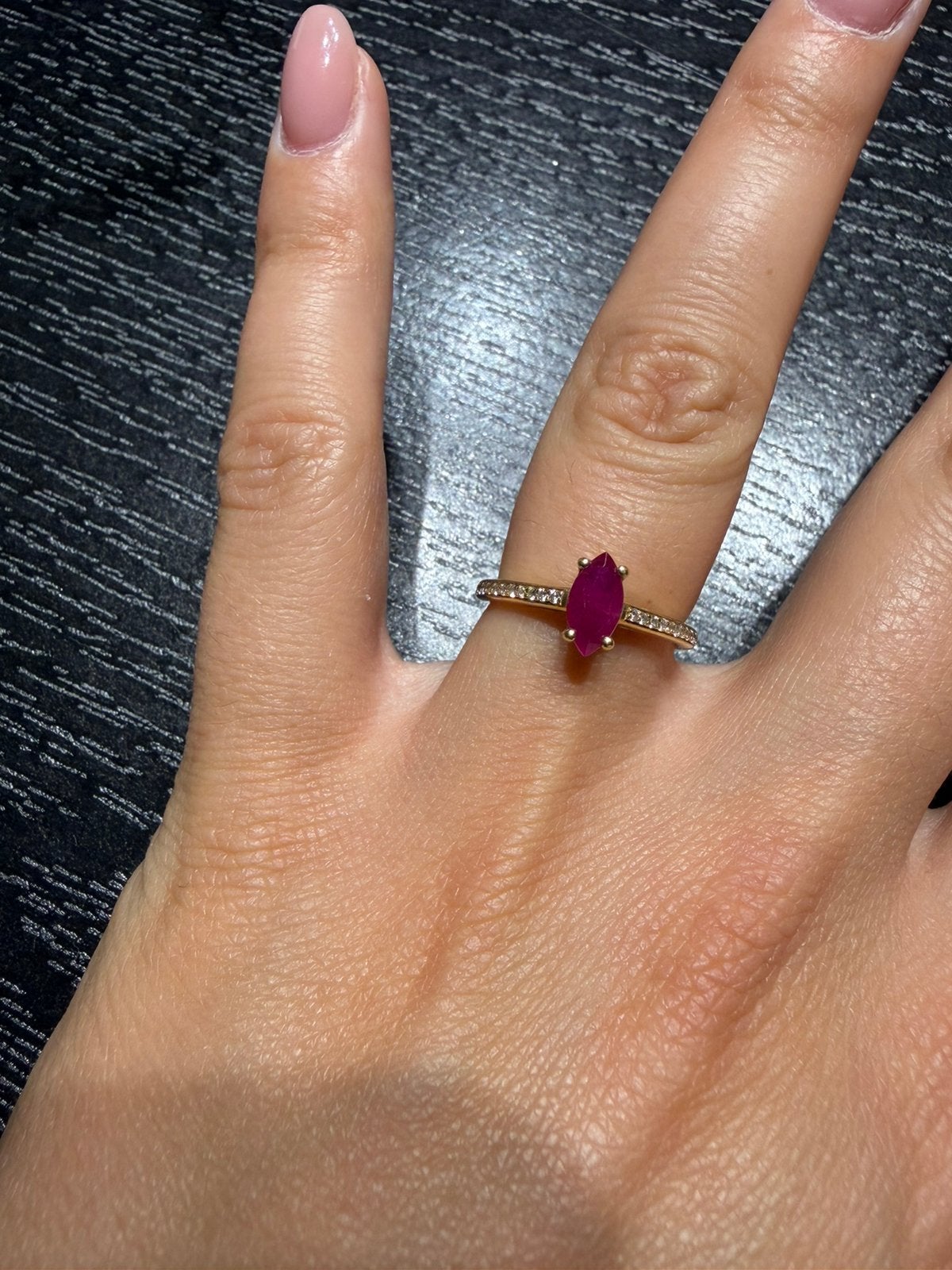 18K gouden ring met roze robijn maat 16,5, Ophalen of Verzenden, Roze, Dame, Goud
