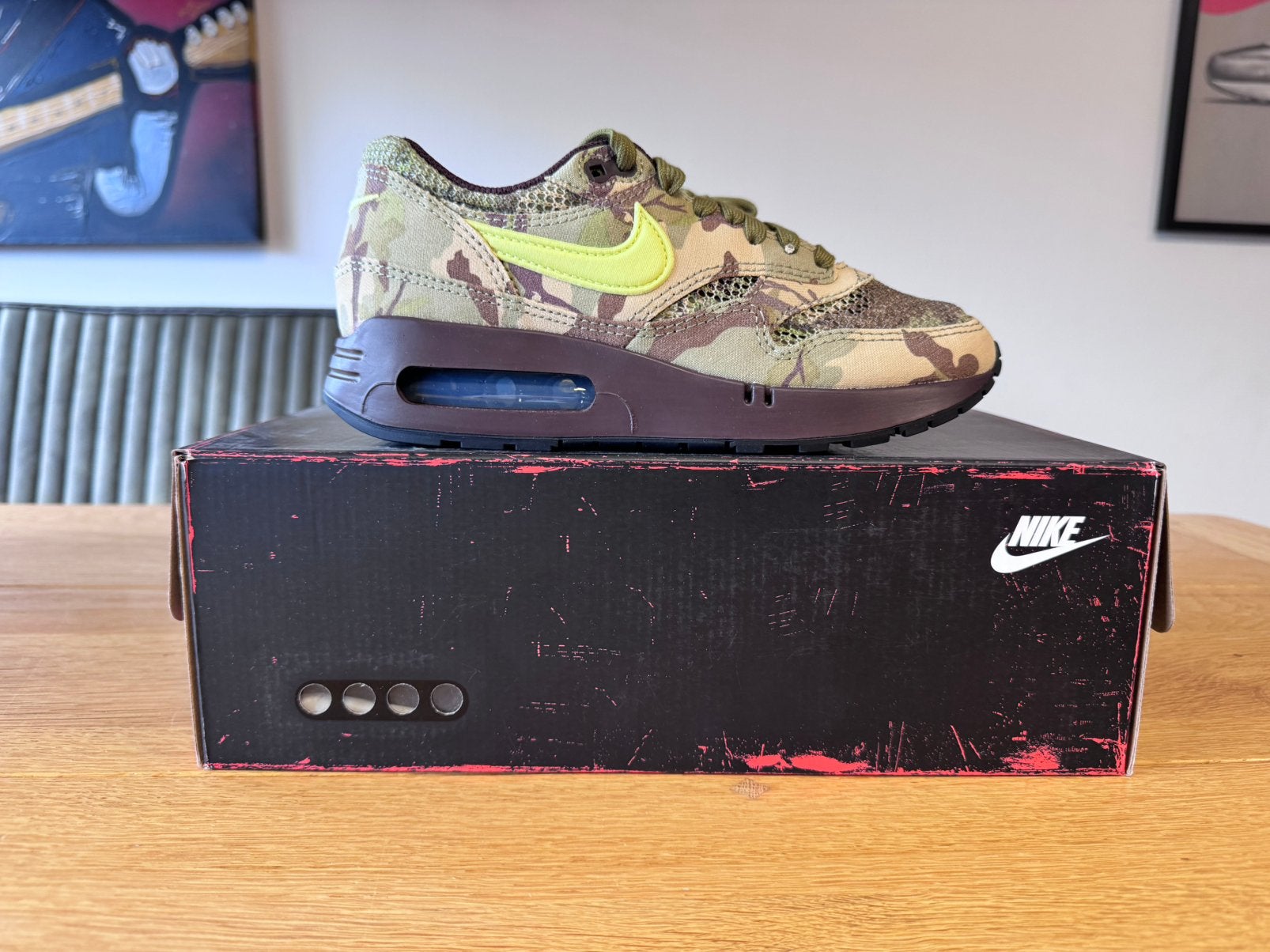 Nike Air Max 1 '86 OG Camo Light Lemon Twist 37.5 37,5, Kleding | Dames, Schoenen, Overige kleuren, Nieuw, Ophalen of Verzenden