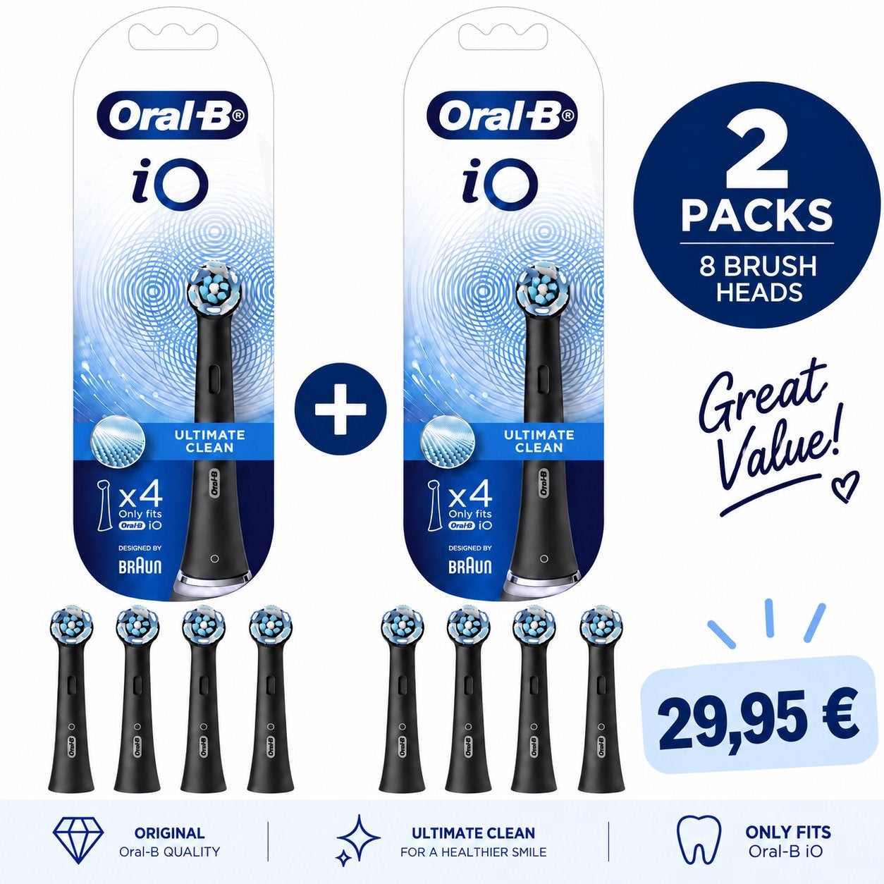 Oral-B iO Ultimate Clean Opzetborstels - 8 stuks, Ophalen of Verzenden, Nieuw, Mondverzorging