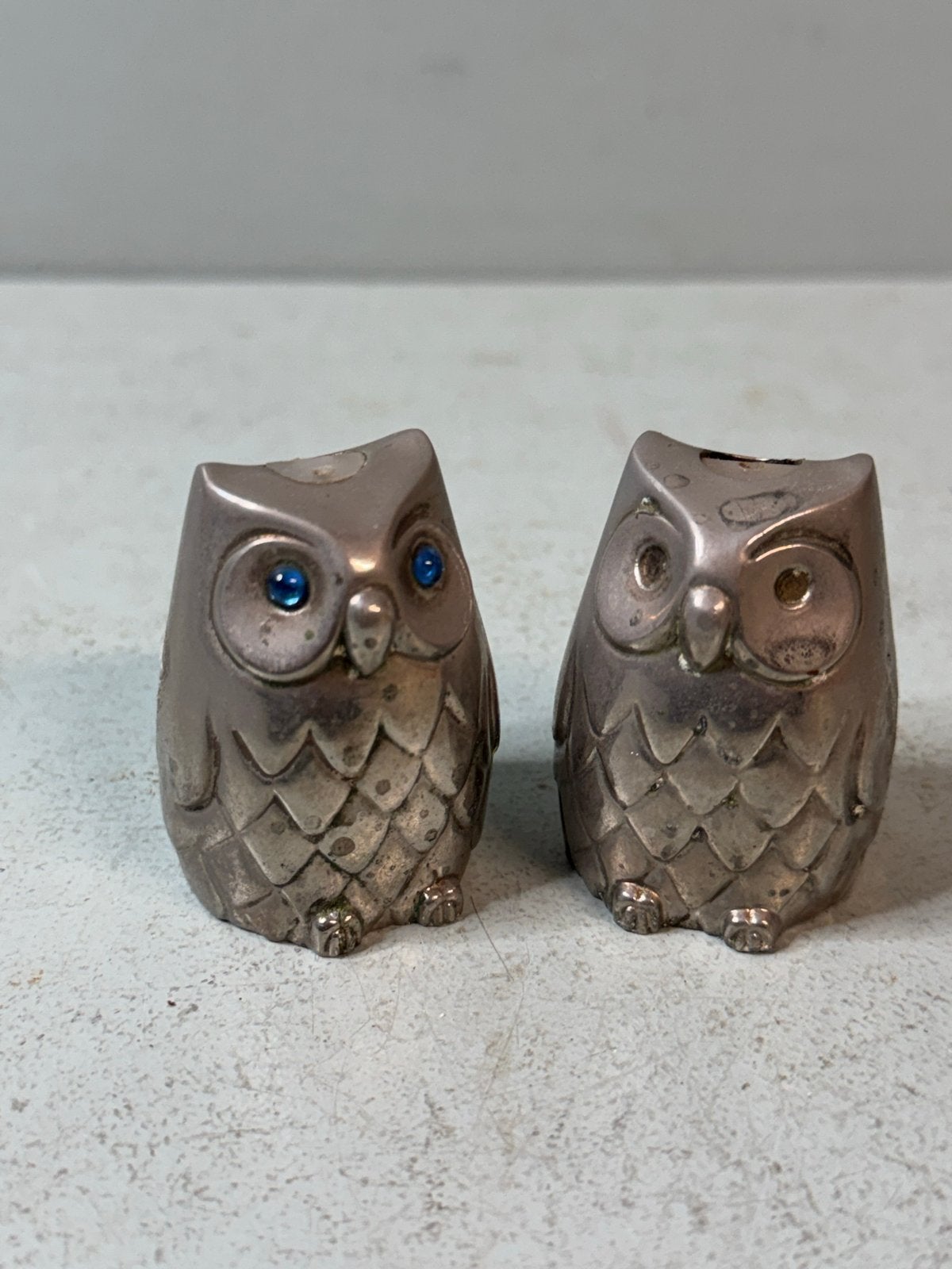 Vintage metalen uil peper en zout stel, Ophalen of Verzenden