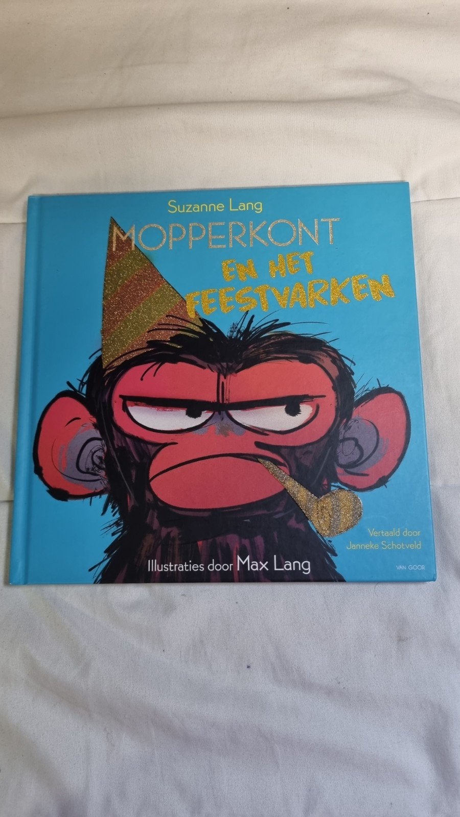 Suzanne Lang - Mopperkont en het feestvarken, Ophalen of Verzenden, Zo goed als nieuw, Suzanne Lang, Plaatjesalbum