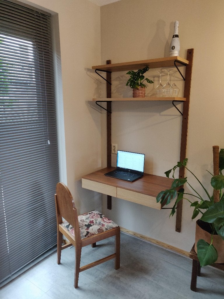 Wandbureau Japandi/retro | hout & staal | ZGAN | bureau, Ophalen, Overige typen, 50 cm, Zo goed als nieuw
