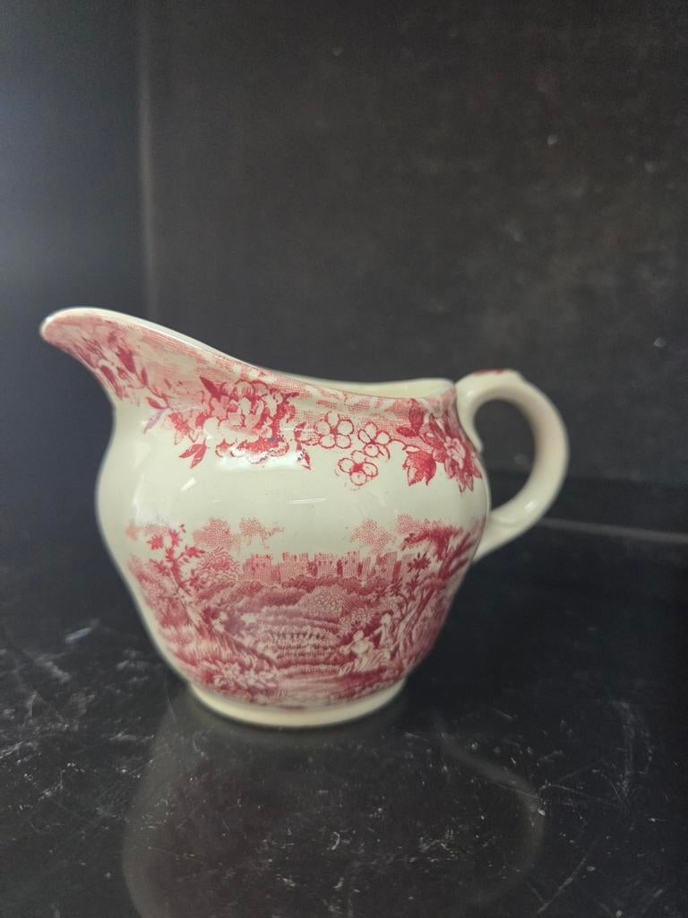 Roomstel melkkan met rood decor, Ophalen of Verzenden