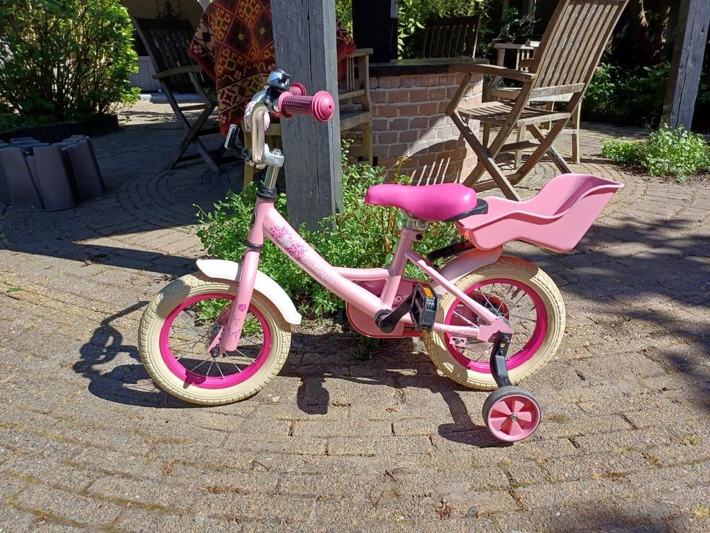 Schattige Butterfly Kinderfiets 12,5 inch, Ophalen, Terugtraprem, Zijwieltjes, Gebruikt