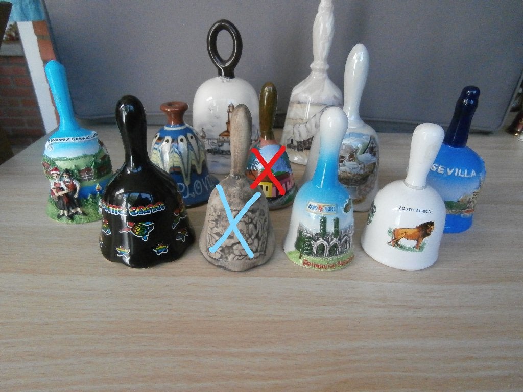 handbel in porselein 9 stuks, Ophalen of Verzenden, Zo goed als nieuw