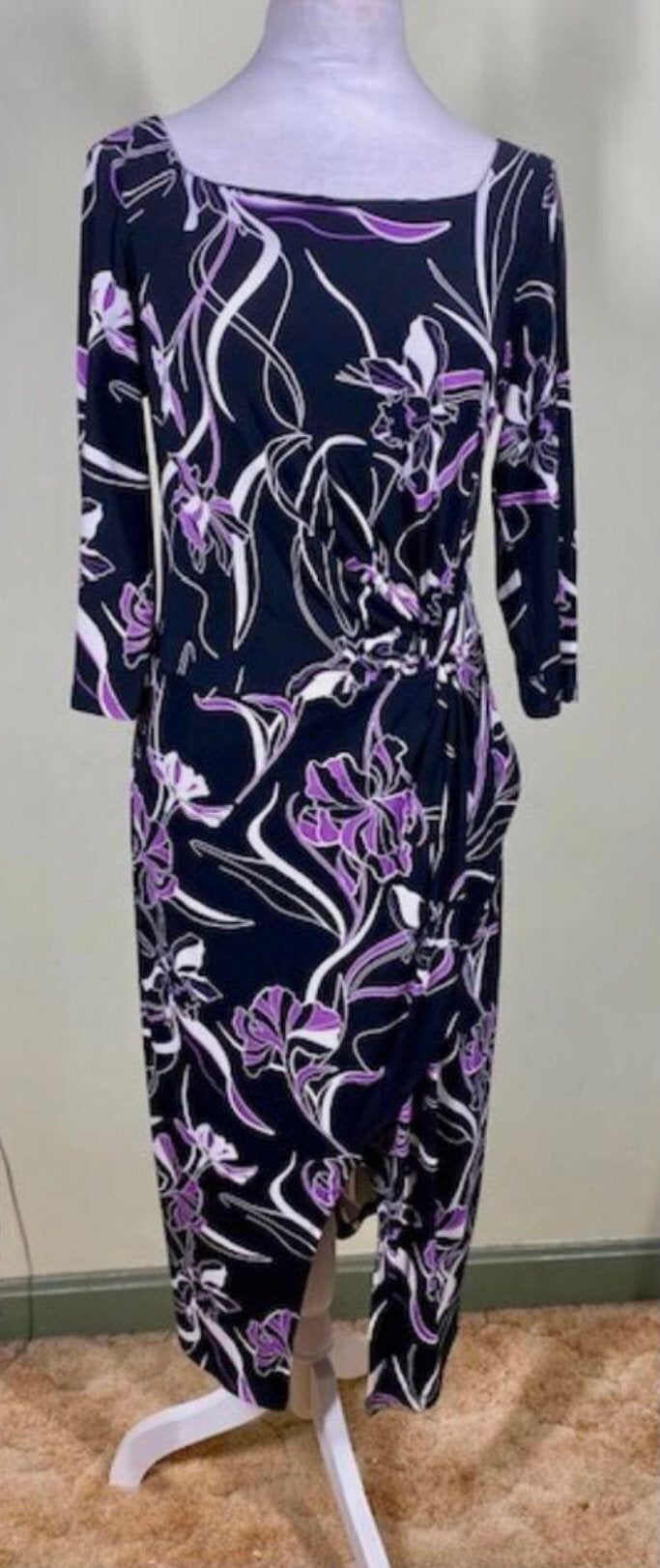 Ribkoff elegante jurk wit fuchsia roze 3/4 mouw maat 38, Maat 38/40 (M), Zo goed als nieuw, Onder de knie, Meerkleurig