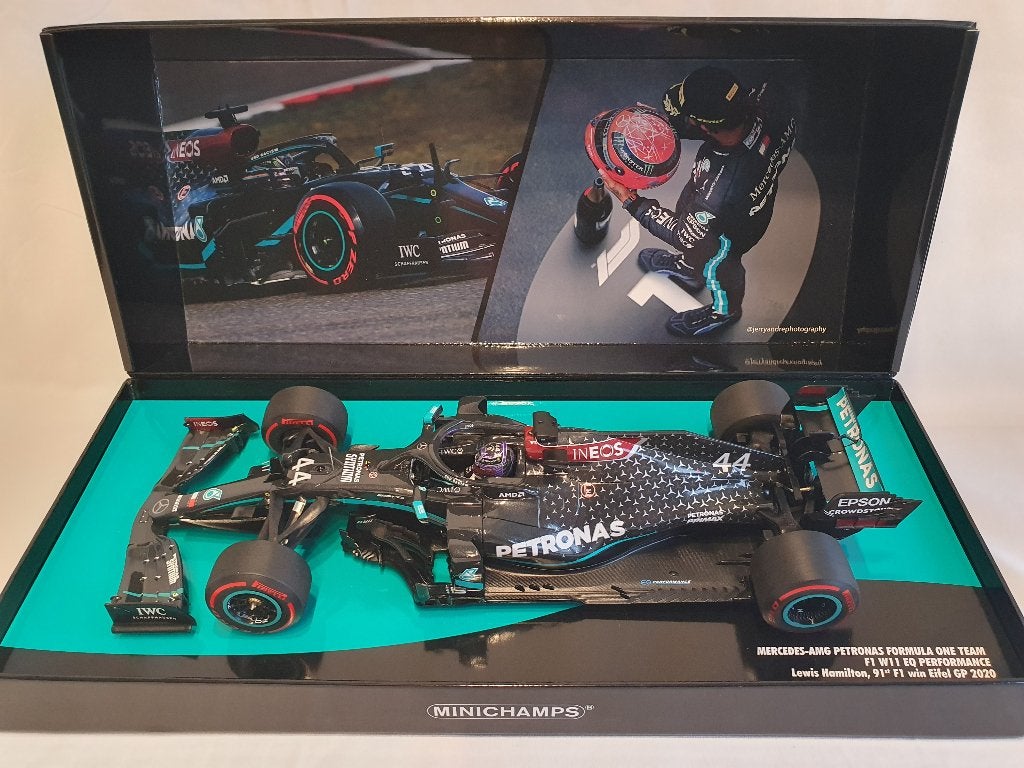 Lewis Hamilton Mercedes F1 Team W11 91st Victory 2020 1:18, Ophalen, Nieuw, Auto, MiniChamps