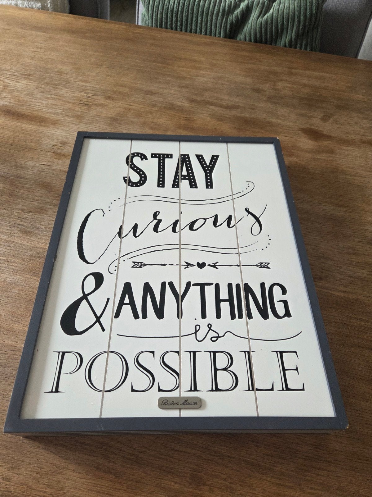 Riviera Maison wandlijst - Stay Curious, Gebruikt, Hout, Ophalen of Verzenden, Wandbord of Wandpaneel
