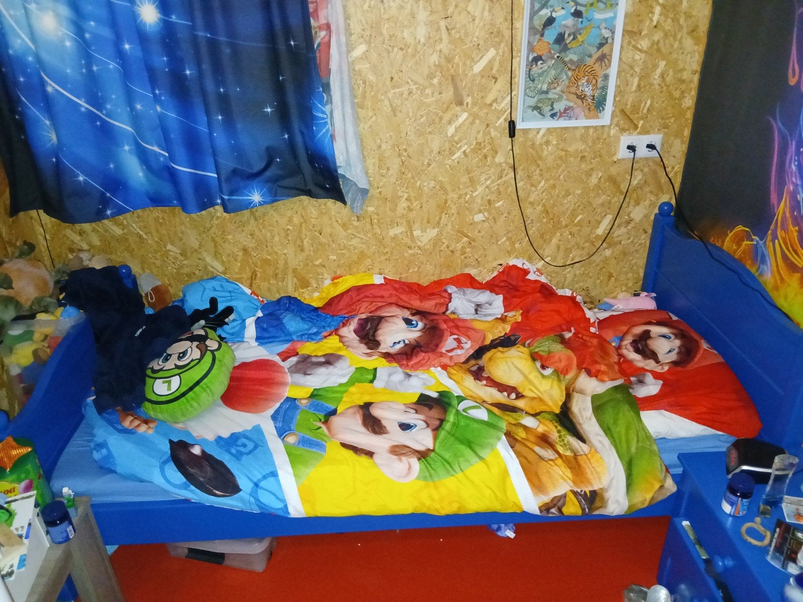 blauw 1-persoonsbed, 85 tot 100 cm, Gebruikt, 180 cm of meer, Ophalen