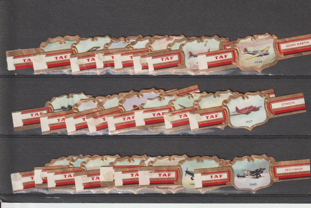 reeks 729  vliegtuigen   sigarenbanden, Ophalen of Verzenden, Zo goed als nieuw, Sigarenbandjes