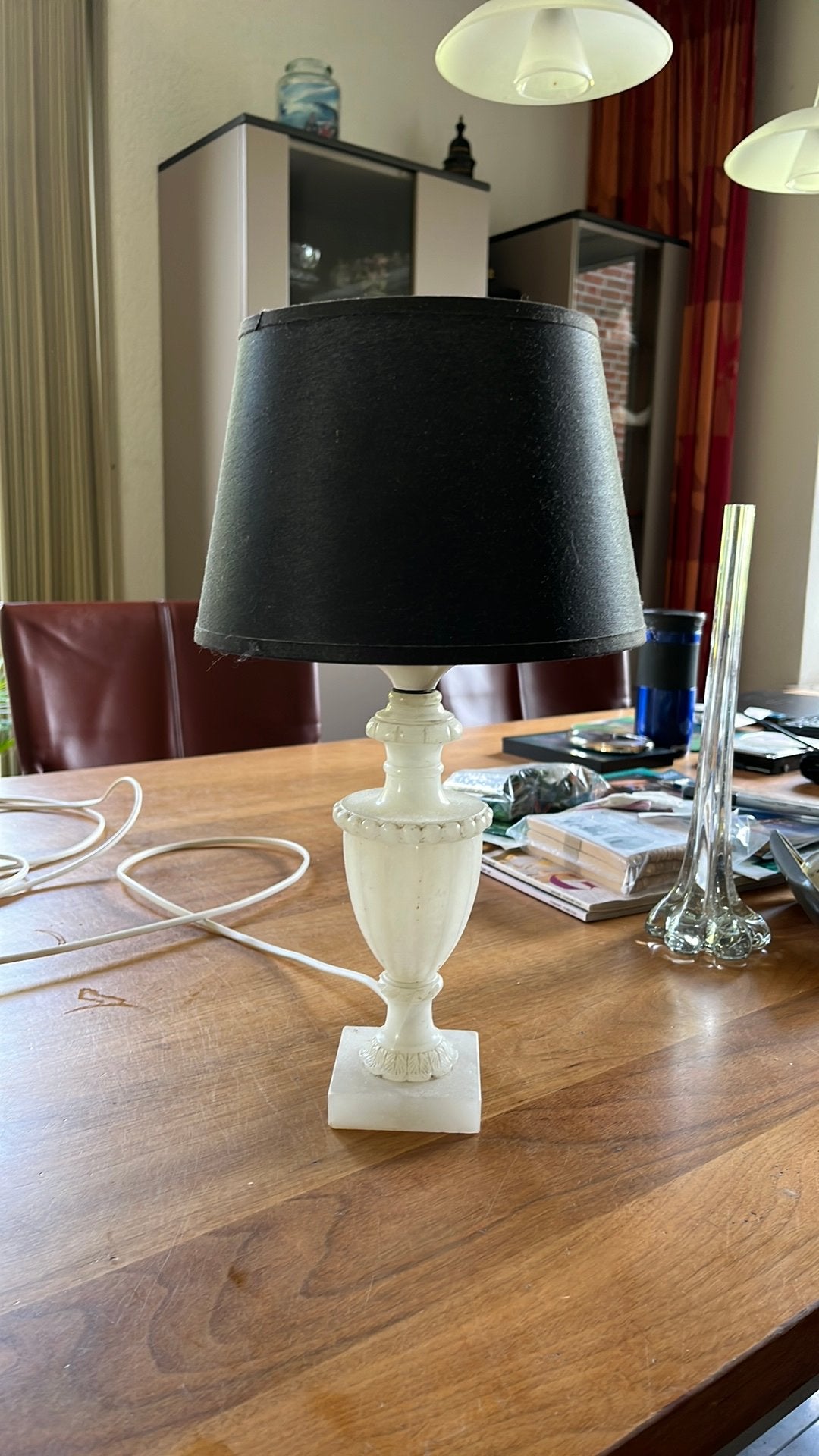 Vintage lamp albast / marmeren voet, Huis en Inrichting, Lampen | Tafellampen, Ophalen of Verzenden, Gebruikt, Overige materialen
