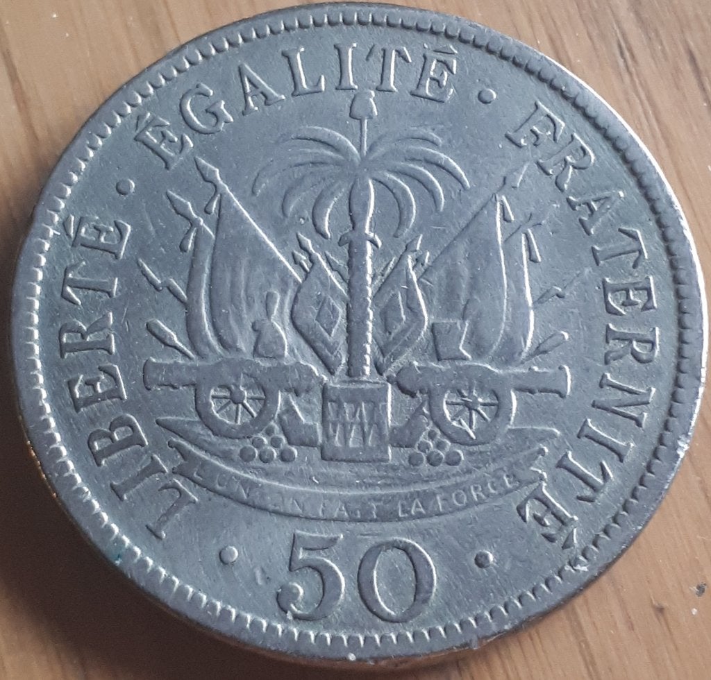 HAITI :50 CENTIMES 1908 KM 56, Ophalen of Verzenden, Midden-Amerika, Losse munt