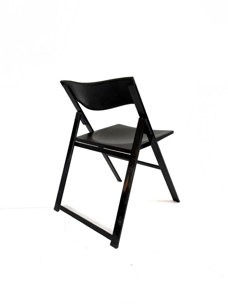 2x Design klapstoel ‘P08’, Justus Kolberg, Tecno ‘90, Kunststof, Twee, Zwart, Ophalen of Verzenden