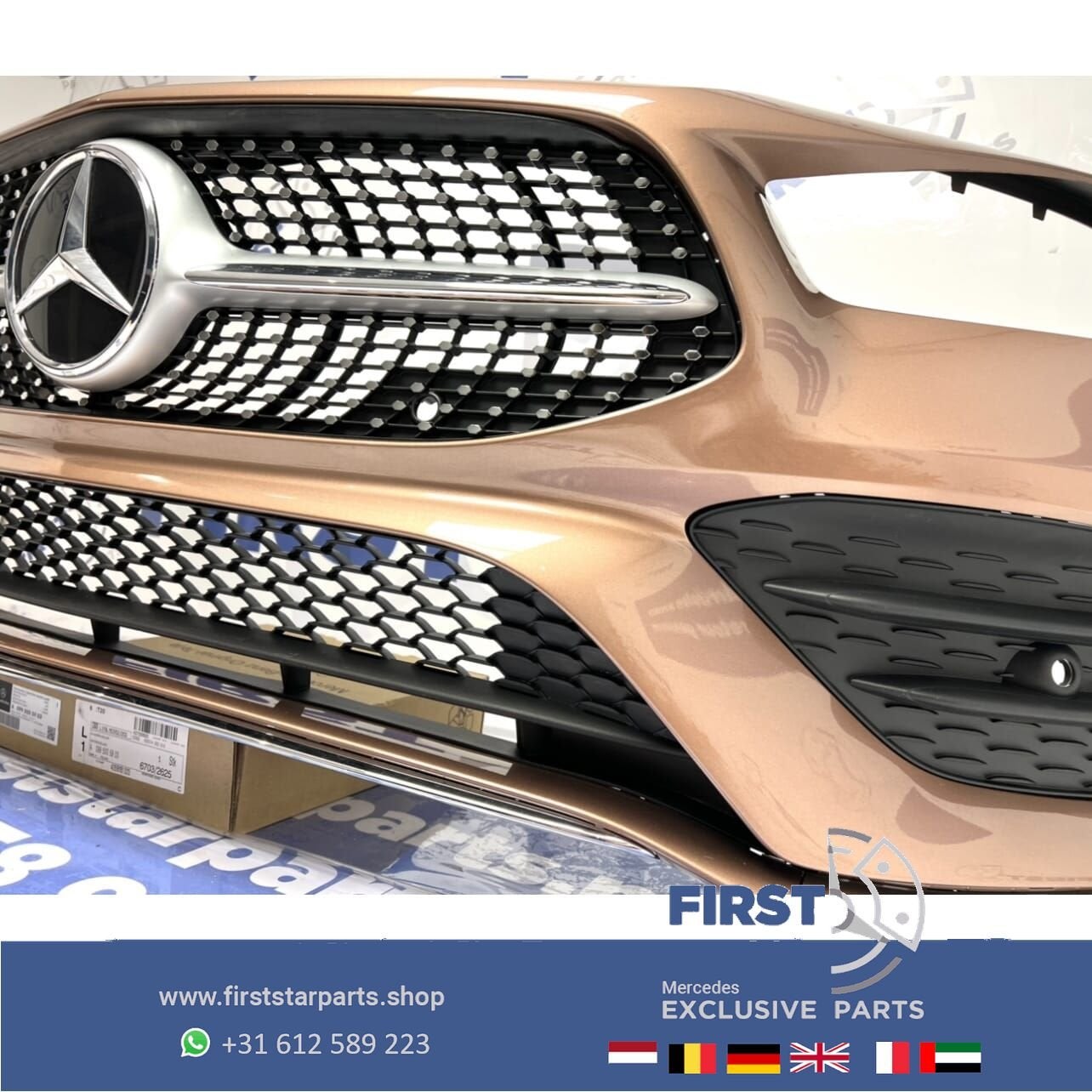 W118 CLA AMG LINE VOORBUMPER ROSE GOUD origineel Mercedes 20, Gebruikt, -, Voor, Ophalen of Verzenden