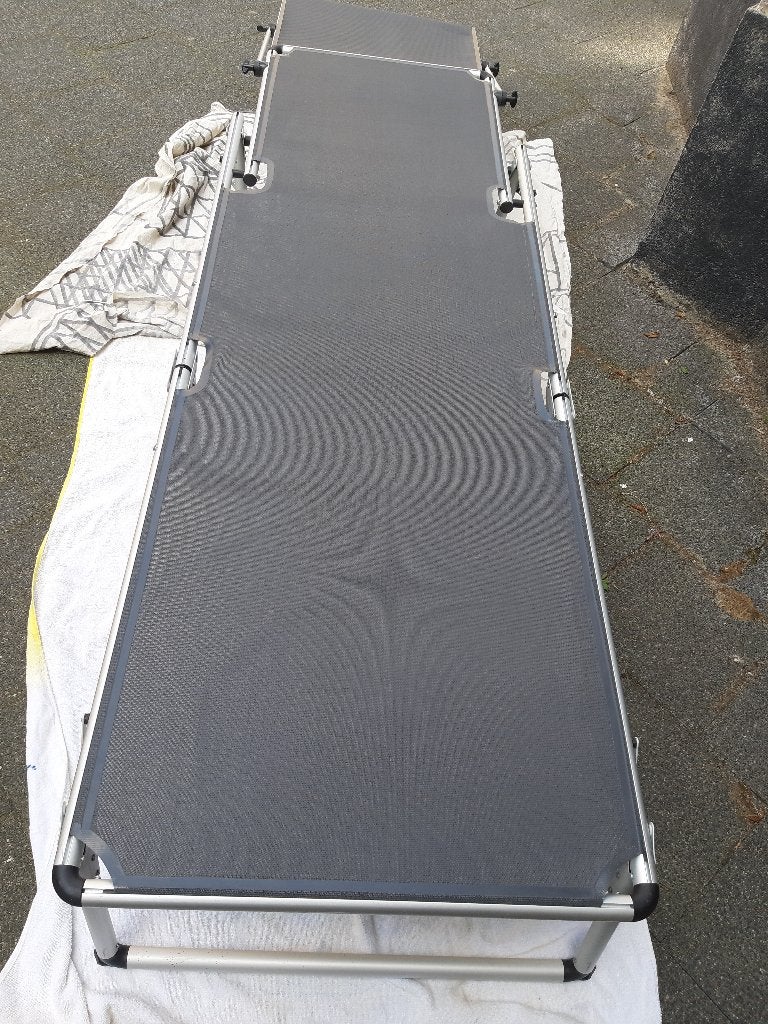 Florabest Ligbed, Aluminium, Taupe, Zonnescherm, Inklapbaar, Tuin en Terras, Ophalen, Zo goed als nieuw, Aluminium, Inklapbaar