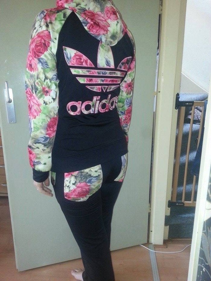 Adidas Flower Trainingspak, Adidas, Zwart, Maat 46/48 (XL) of groter, Nieuw