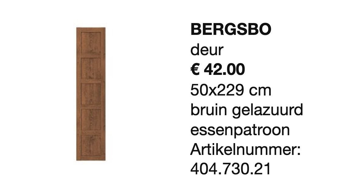 GEZOCHT: Bergsbo PAX deur bruin, 200 cm of meer, Zo goed als nieuw, Minder dan 25 cm, 50 tot 100 cm