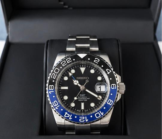 Seiko GMT Batman, Staal, Polshorloge, Ophalen of Verzenden, Zo goed als nieuw