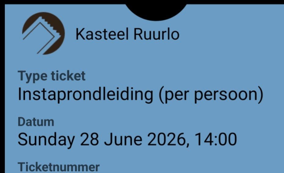 2 tickets Kasteel Ruurlo museum MORE 28 juni 14 uur, Tickets en Kaartjes, Twee personen, Juni
