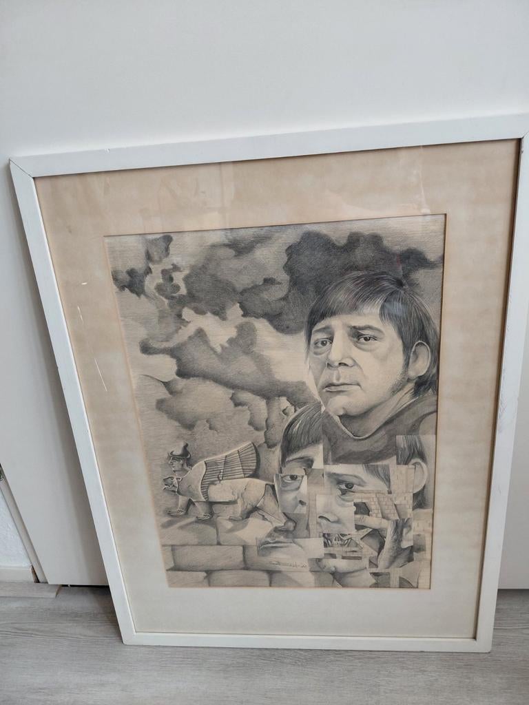 Vintage tekening schilderij / escher stijl / info gevraagd, Ophalen