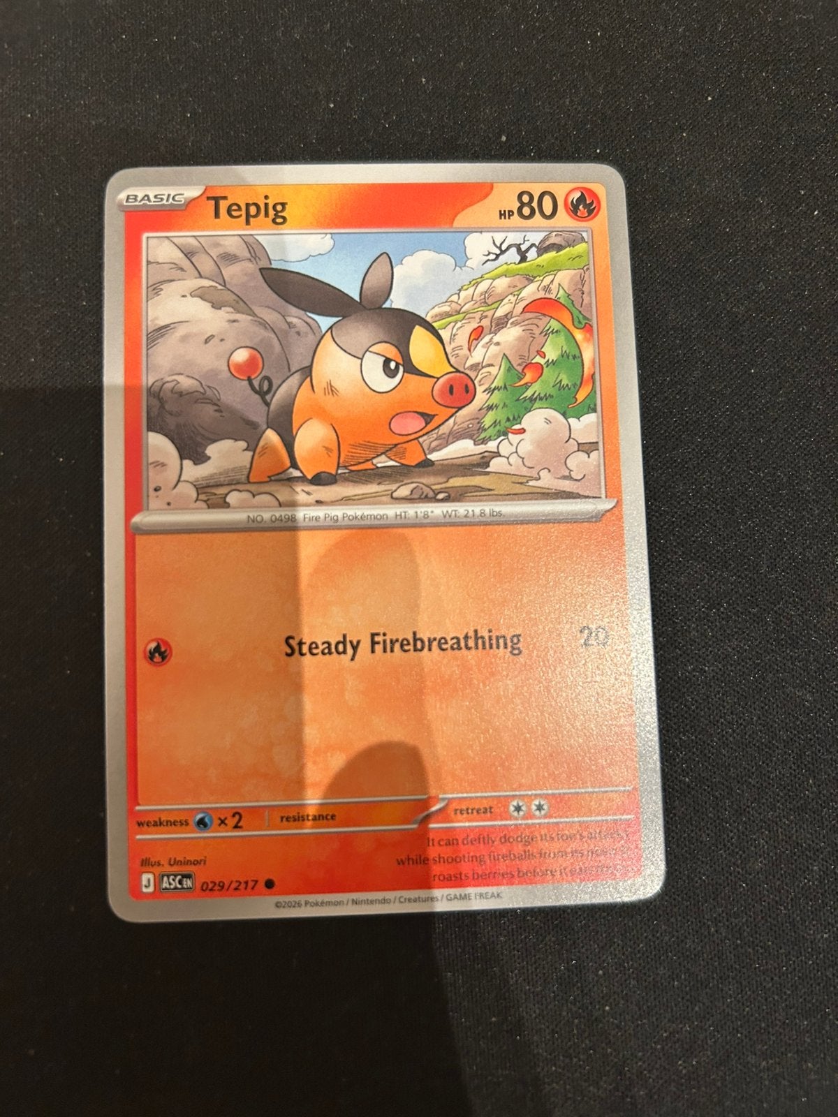 Pokémon Tepig – Ascended Heroes 029/217, Ophalen of Verzenden, Nieuw, Losse kaart, Foil