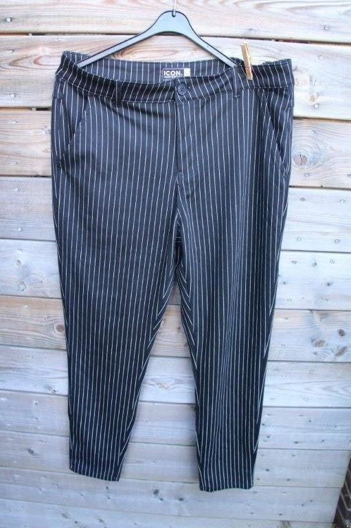 Broek zwart streep Icon Amsterdam mt 36 Vaste prijs, Kleding | Heren, Broeken en Pantalons, Maat 52/54 (L), Zwart, Ophalen of Verzenden