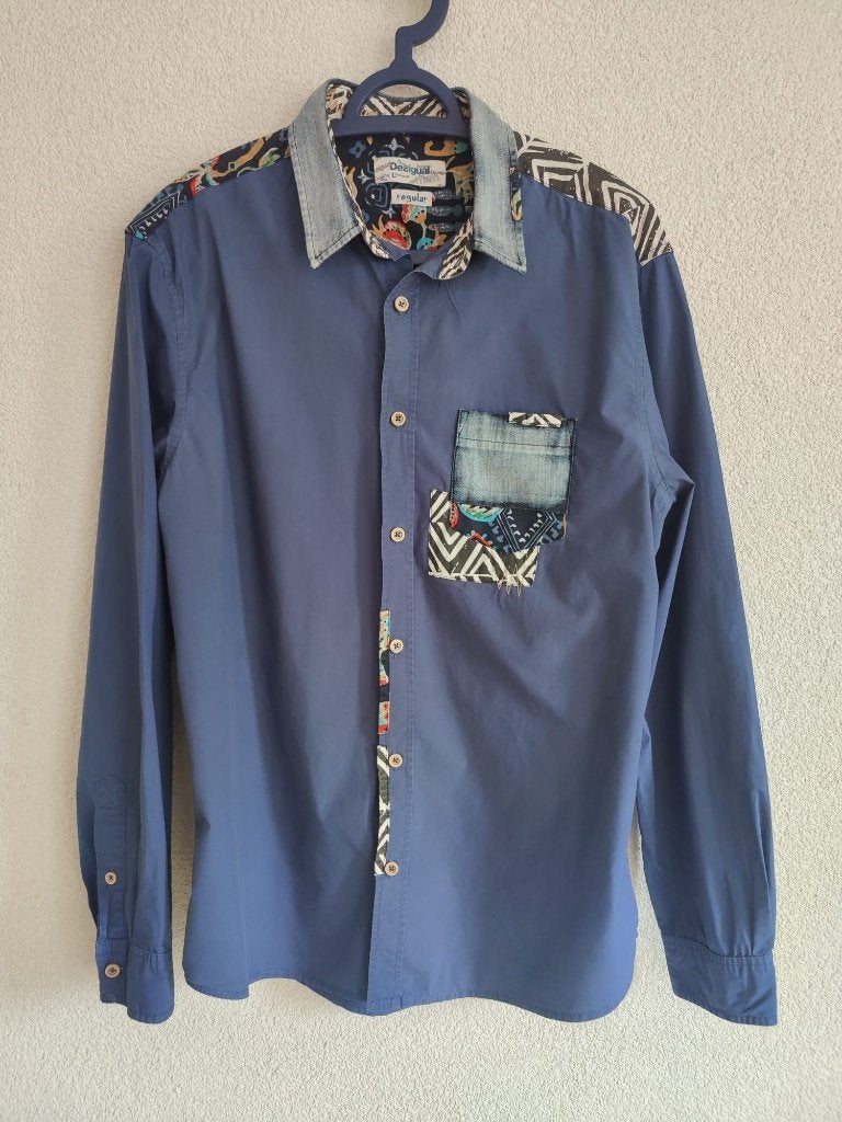 003 Desigual overhemd - Lange mouwen - Maat: L, Desigual, Blauw, Ophalen of Verzenden, Zo goed als nieuw