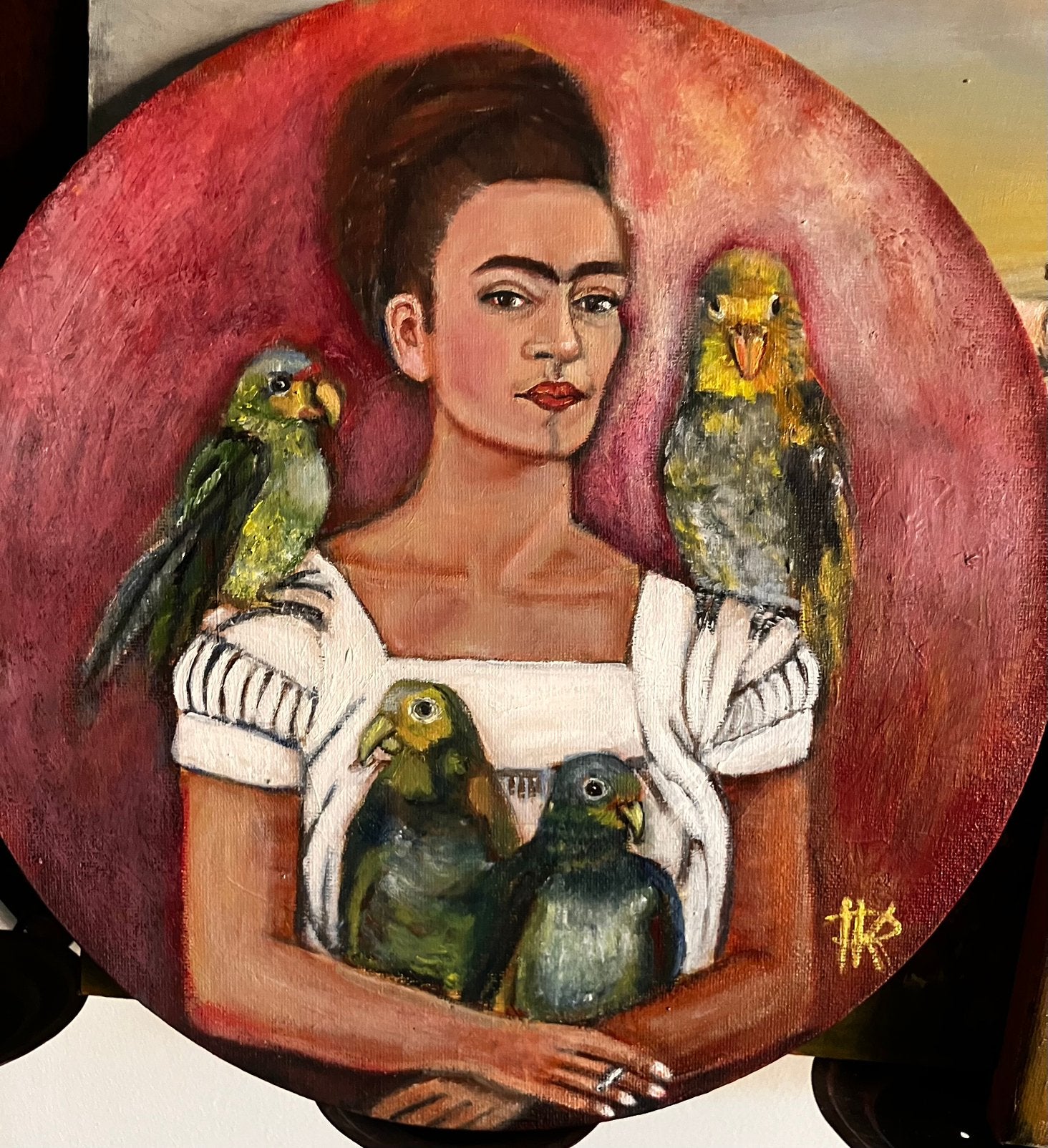 Frida Kahlo olieverf schilderij uniek ♥️, Ophalen of Verzenden, Ophangklaar, Olieverf, Portret