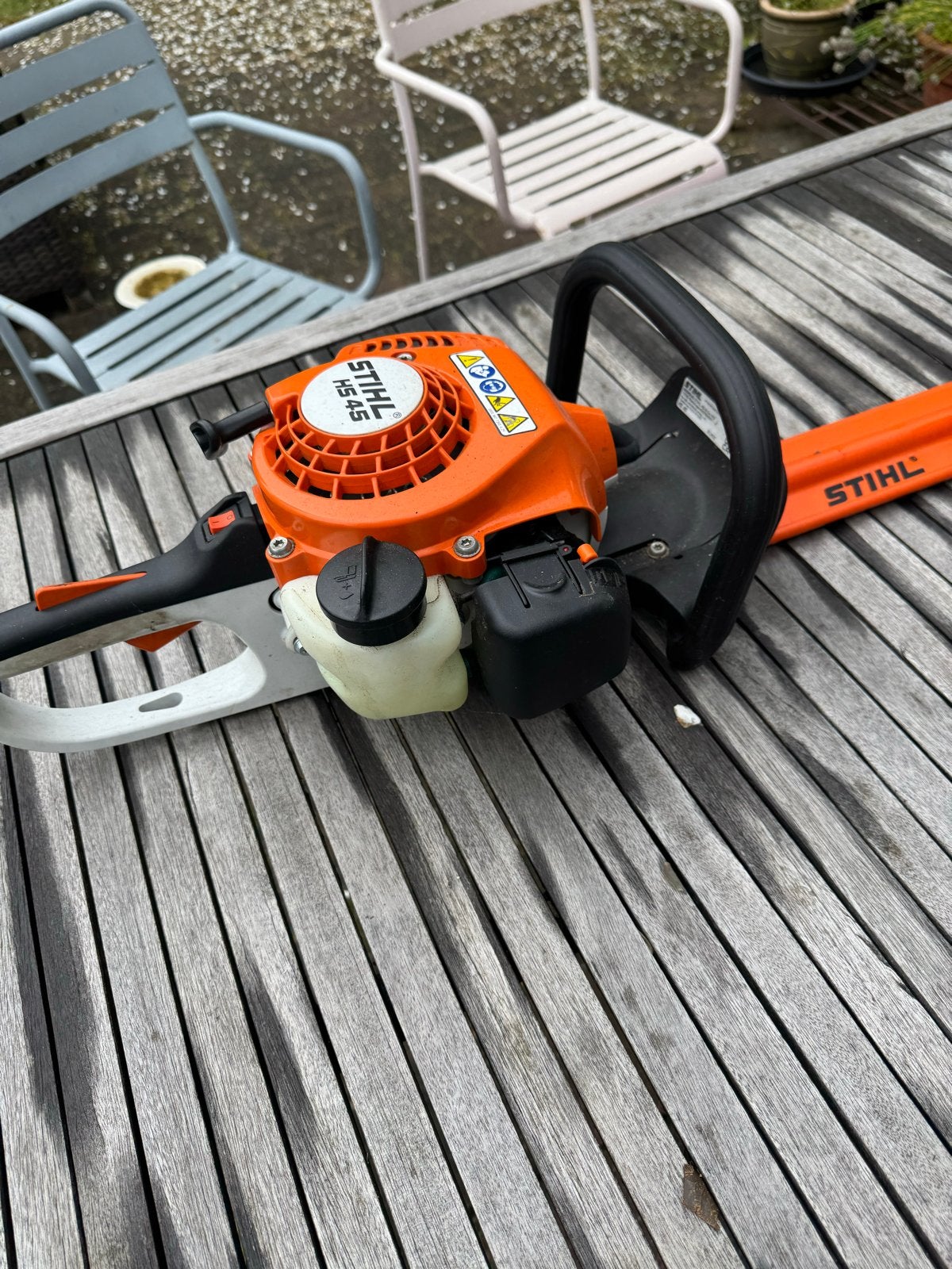 Stihl HS 45 Heggenschaar - Benzine, Ophalen of Verzenden, Zo goed als nieuw, Benzine