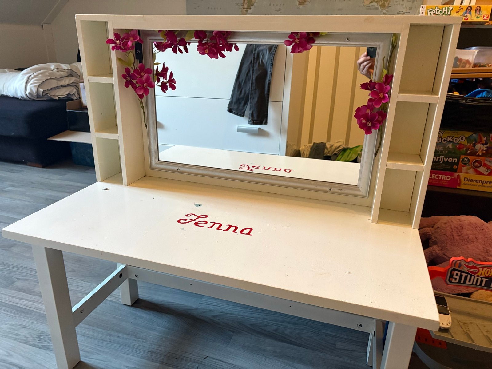 Kaptafeltje met spiegel en opbergvakken voor meisje, Ophalen, Gebruikt, 50 tot 100 cm, Minder dan 100 cm