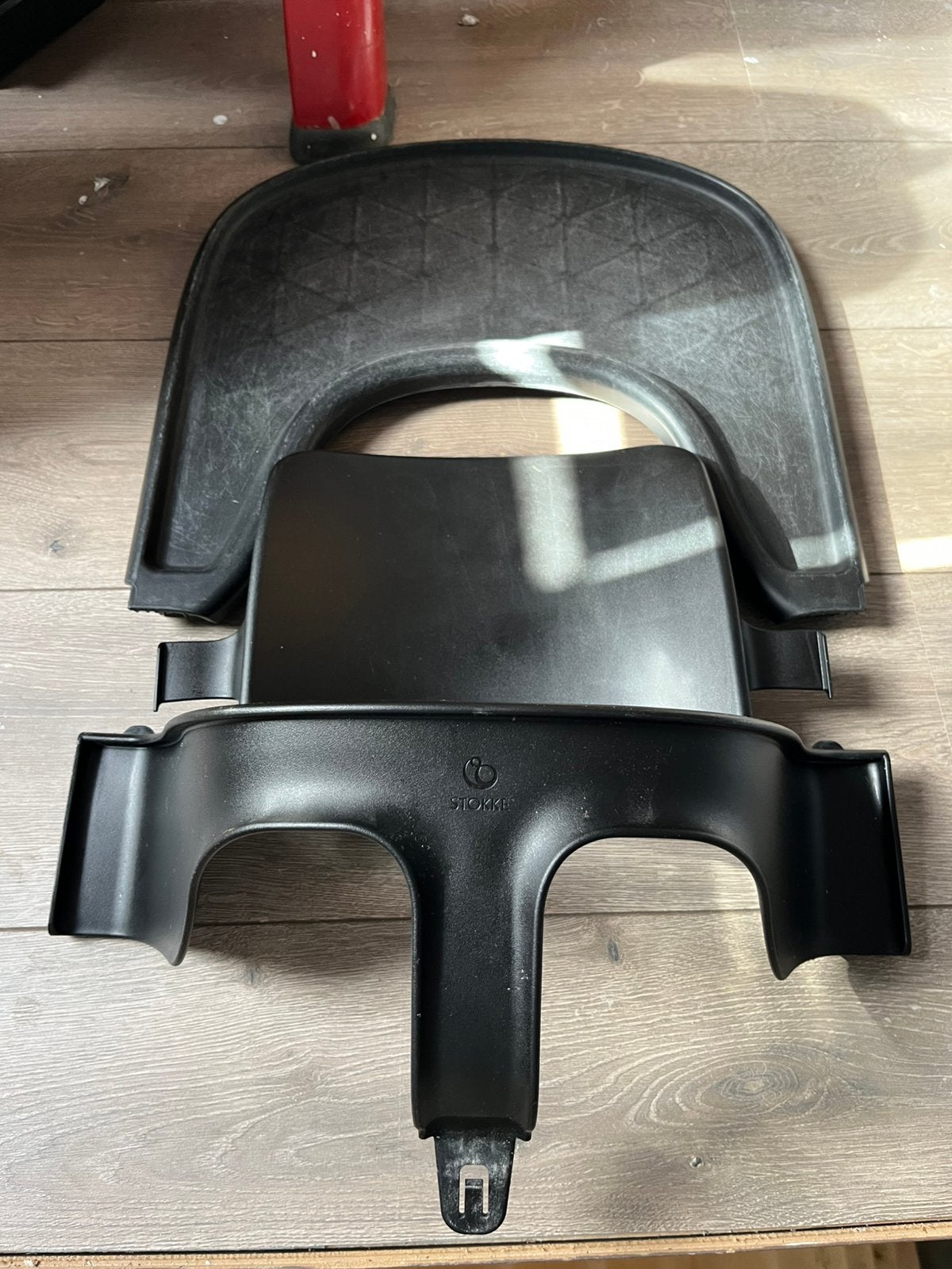 Stokke tripp trapp babyset zwart incl playtray, Ophalen of Verzenden, Gebruikt, Meegroeistoel, Afneembaar eetblad