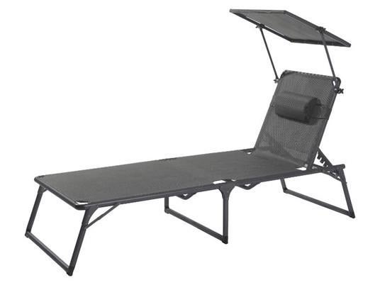 Tuin ligbed / lounger met zonnedak en hoofdsteun., Tuin en Terras, Ophalen, Nieuw, Metaal, Verstelbaar