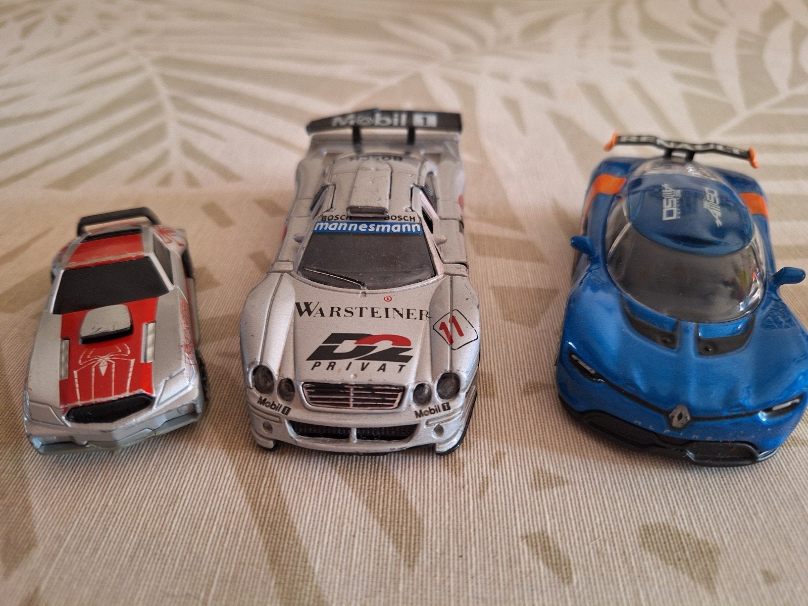 Set van 3 speelgoedauto's: Mercedes, Renault, Spider-Man, Ophalen of Verzenden, Zo goed als nieuw