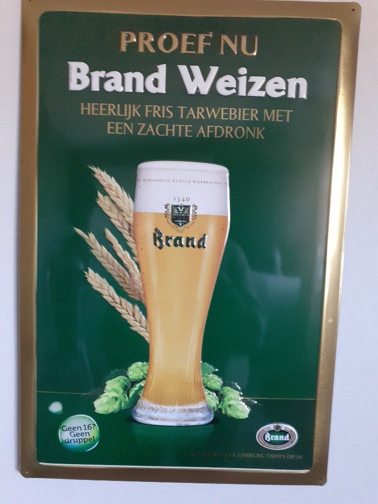 Reclamebord Brand Weizen, Verzamelen, Ophalen of Verzenden, Zo goed als nieuw, Reclamebord