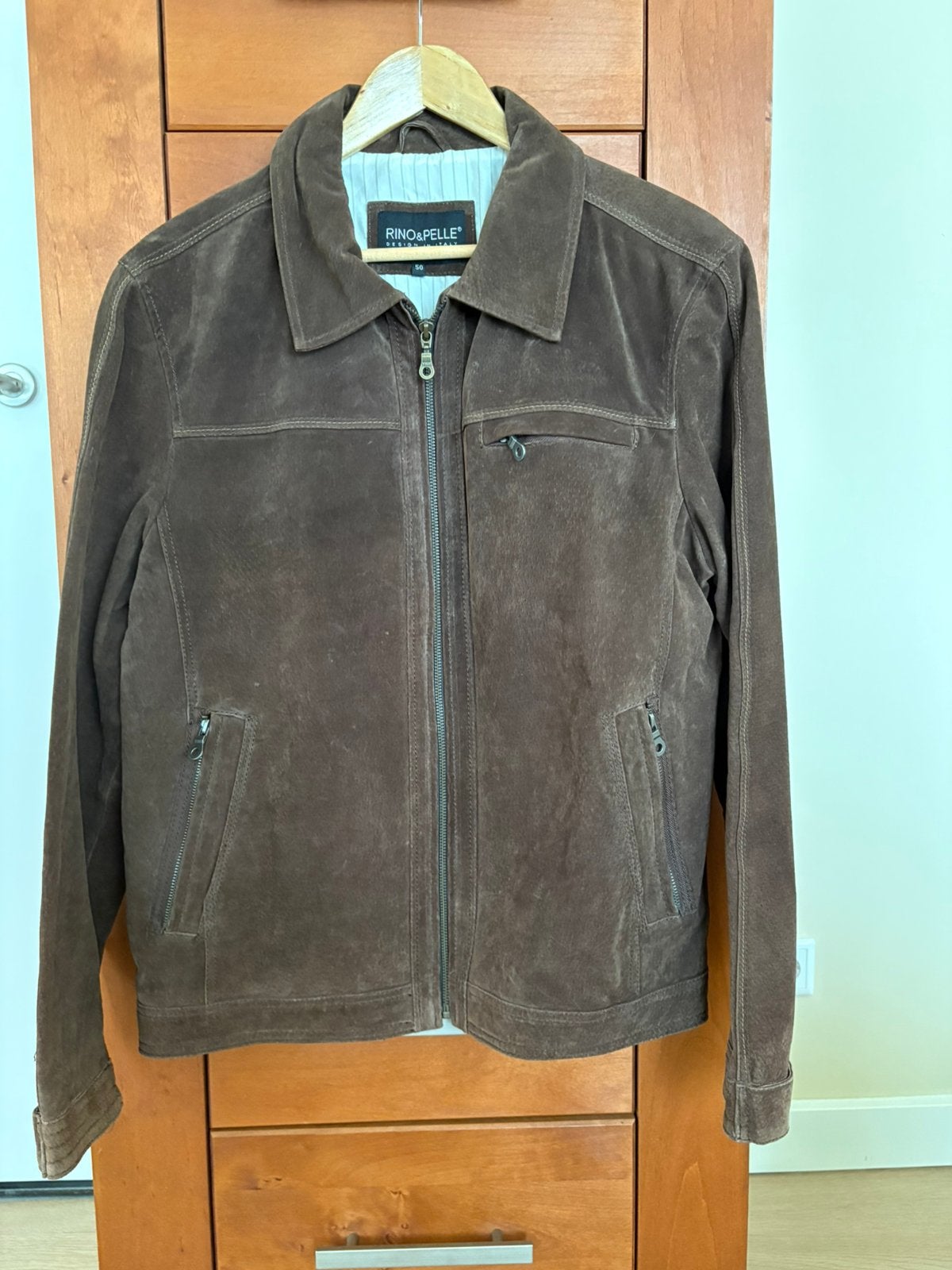 Leren jack donkerbruin, Kleding | Heren, Ophalen, Zo goed als nieuw, Maat 48/50 (M), Bruin