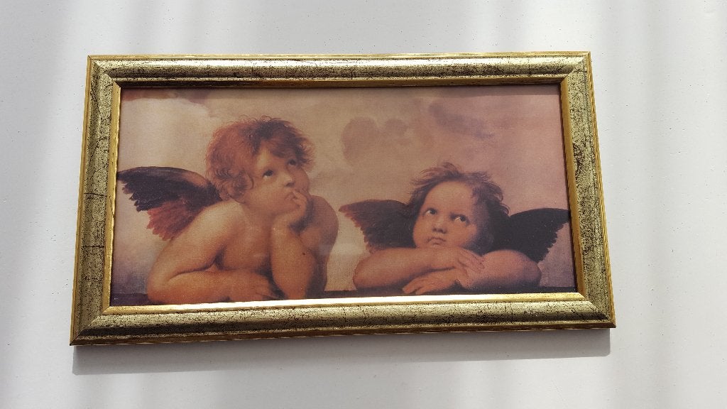 Schilderij met engeltjes, Minder dan 50 cm, Gebruikt, Ophalen of Verzenden, Schilderij