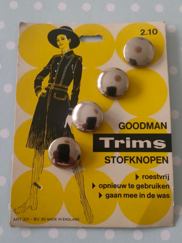 Vintage jaren '60 Goodman knopen 1.5 cm om zelf te bekleden, Ophalen of Verzenden, Nieuw, Knoop of Knopen