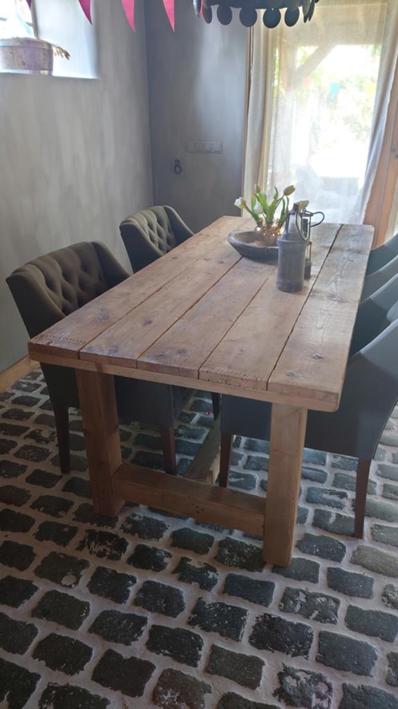 Robuste vol houten tafel, Ophalen, Gebruikt, 200 cm of meer, 50 tot 100 cm