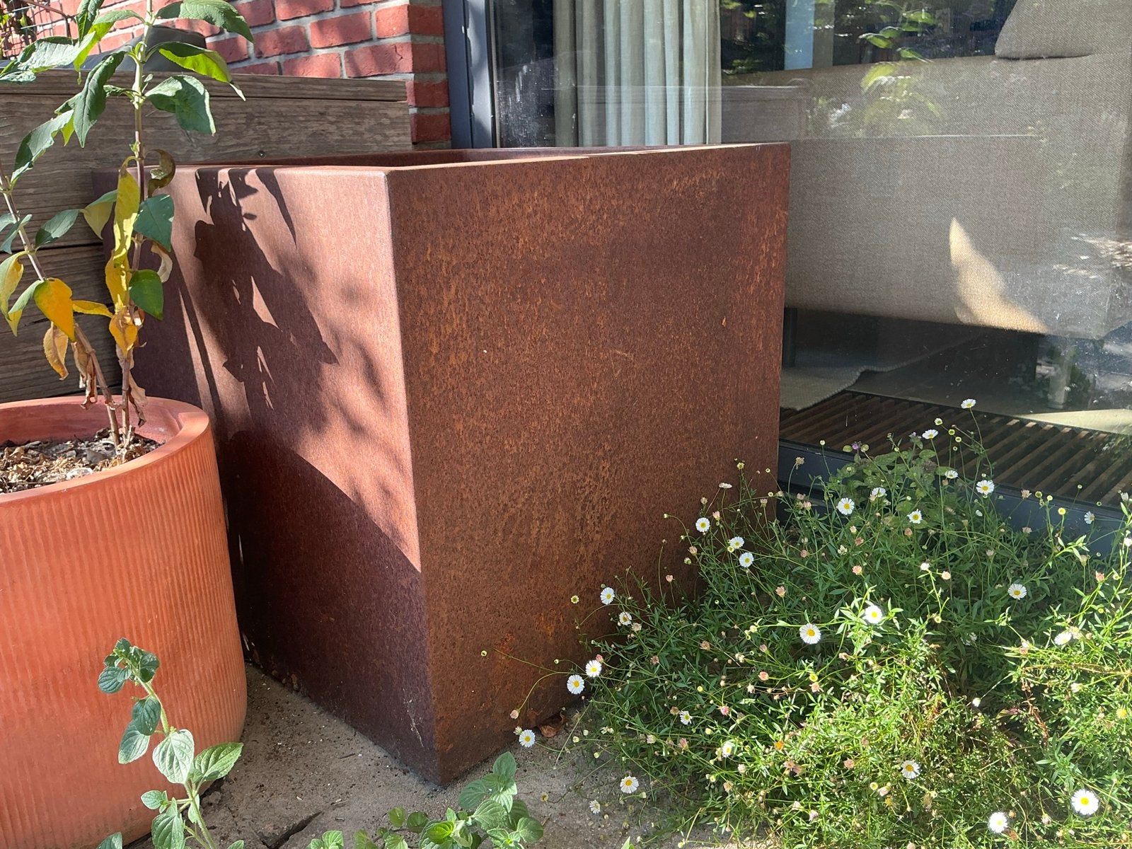 Cortenstalen vierkante plantenbak 60x60x60 cm, Ophalen, Gebruikt, Vierkant, Metaal