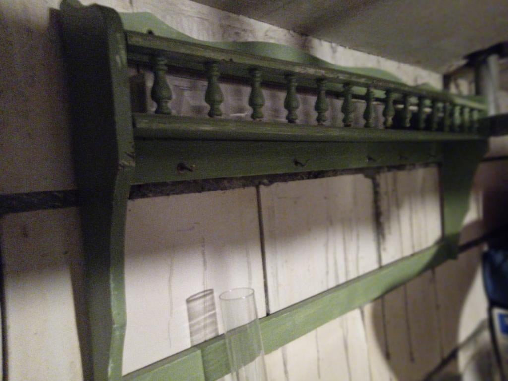Antiek Brocante keuken- Groen Houten Wandrek, Ophalen of Verzenden