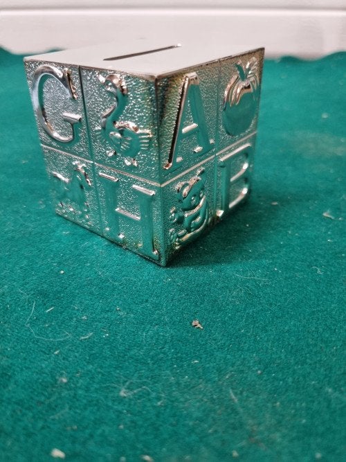 -	Spaarpot voor baby verzilverd vintage, Ophalen of Verzenden