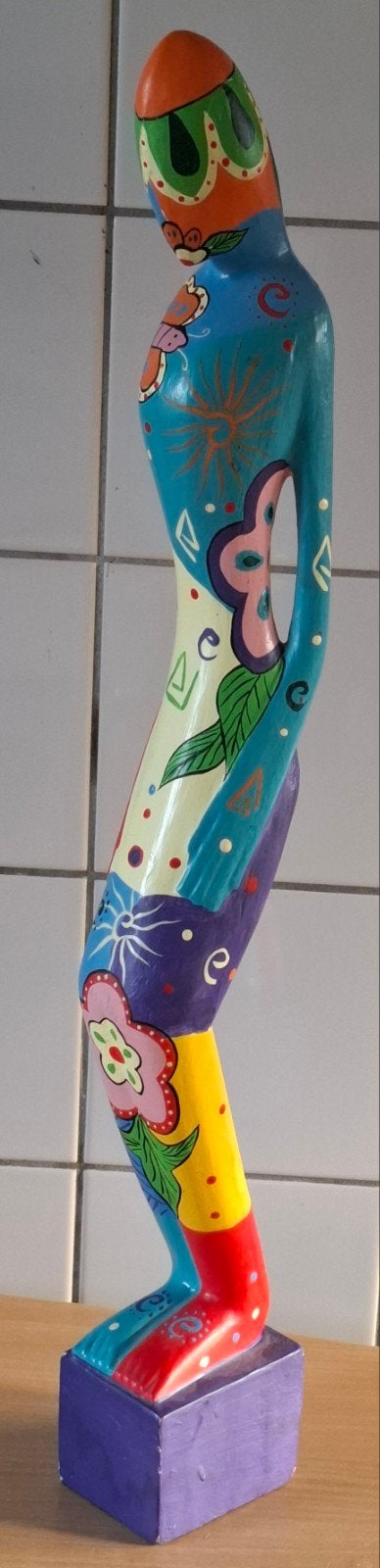 AVATAR. POP-ART painting. Woodcarving sculpture.  59 cm., Ophalen, Houtsnijwerk, 50 - 100 cm, Handgemaakt