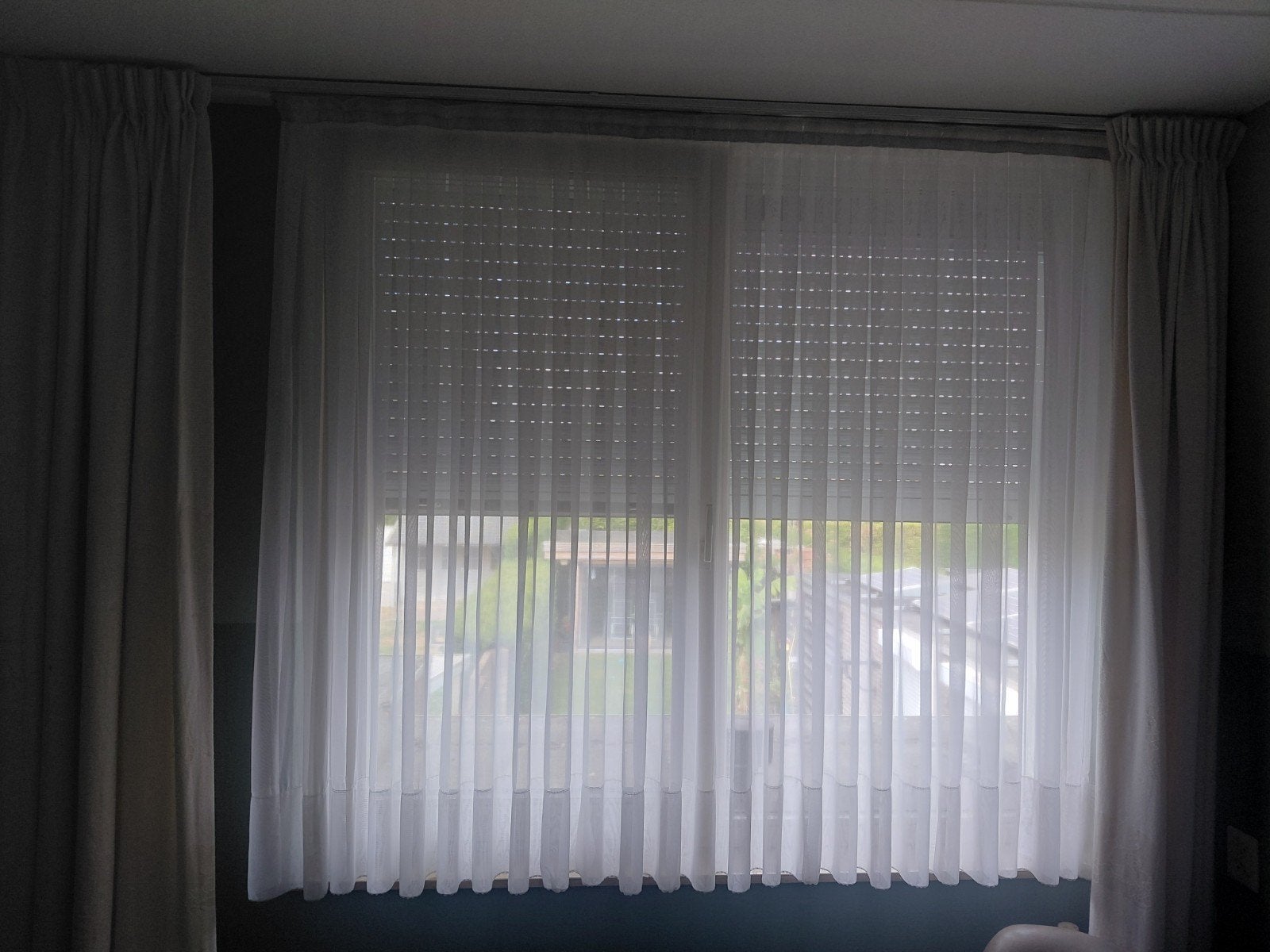Witte vitrage gordijnen - ( glasgordijnen 4 x)Lichtdoorlaten, Vitrage, Gebruikt, Overige merken, Met haken
