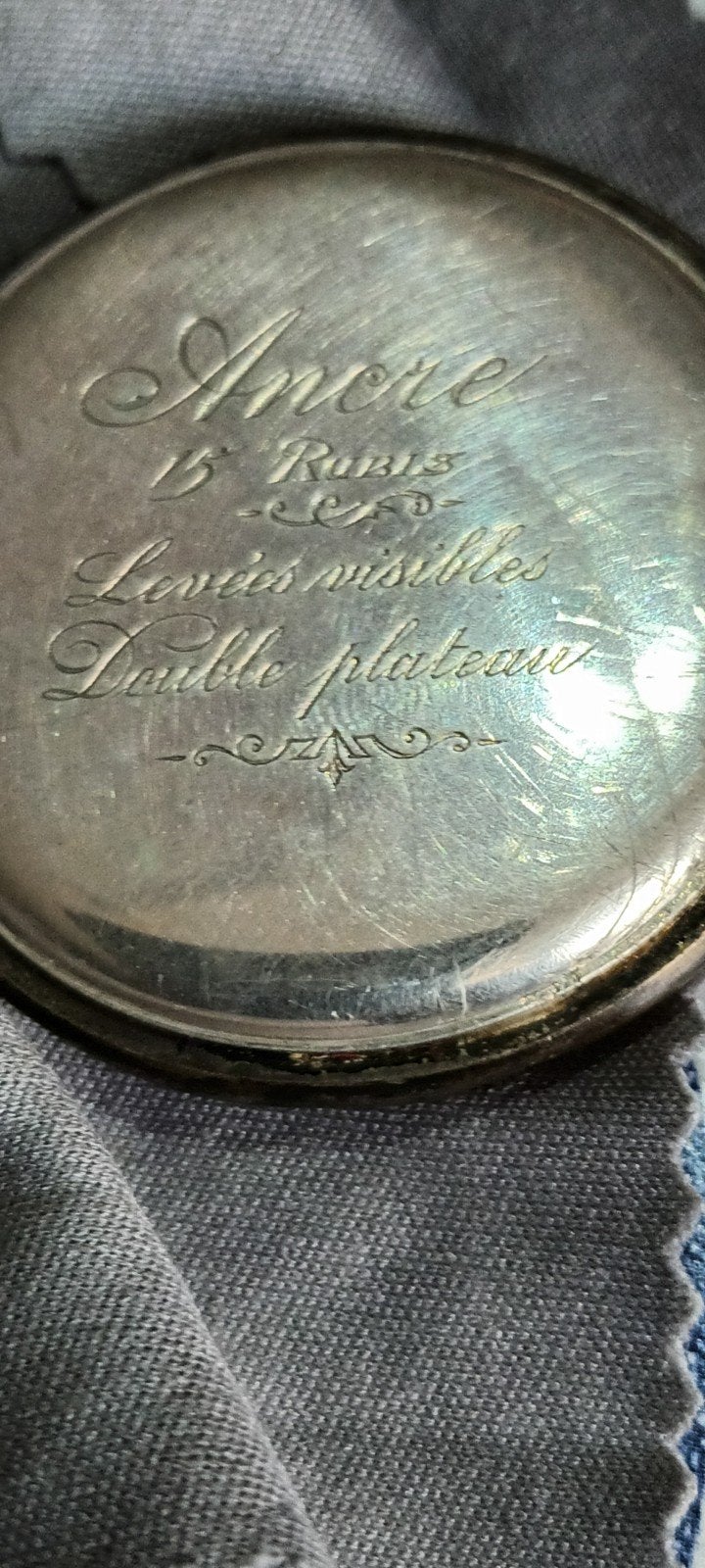 Antiek Ancre Zakhorloge 15 Rubis, Zilverkleurig, Ophalen of Verzenden